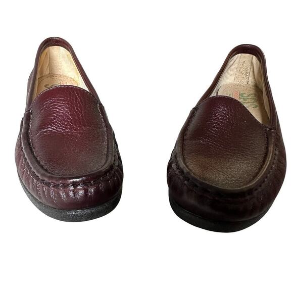 SAS Size 6.5 Vintage Red Wine Simplify Leather Slip On Loafer Tripad Comfort - Picture 3 of 9